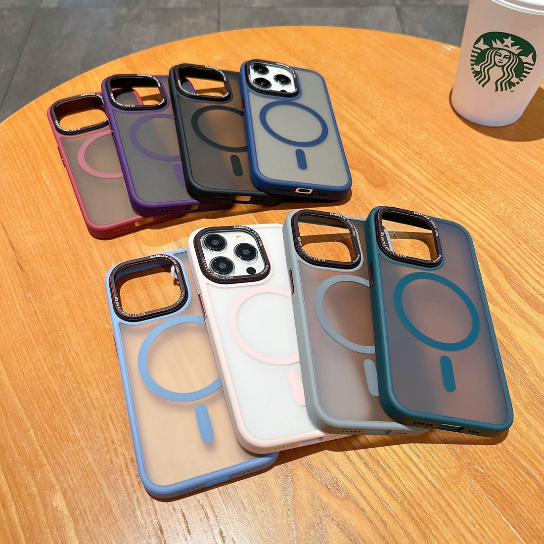 جراب هاتف مغناطيسي شفاف بعدسات معدنية 